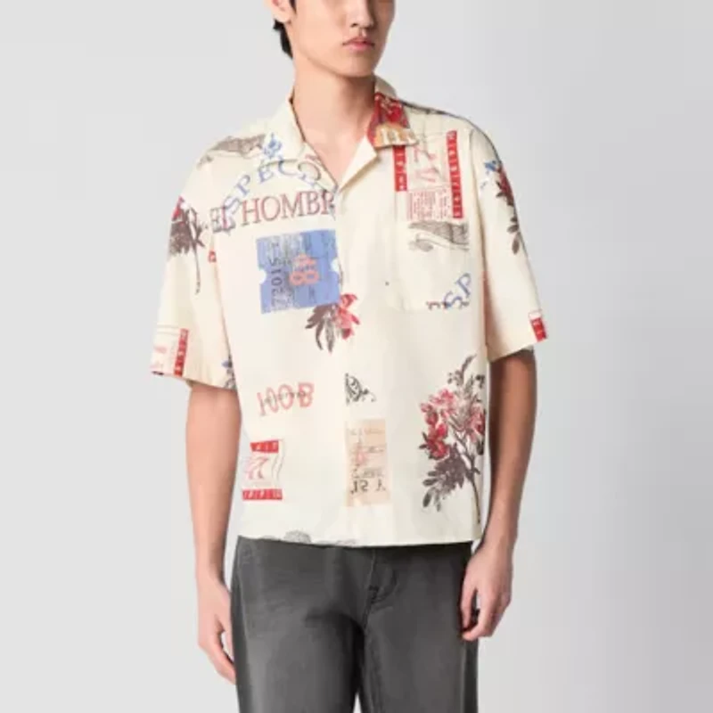 Arizona Mens Relaxed Fit Short Sleeve Button-Down Shirt