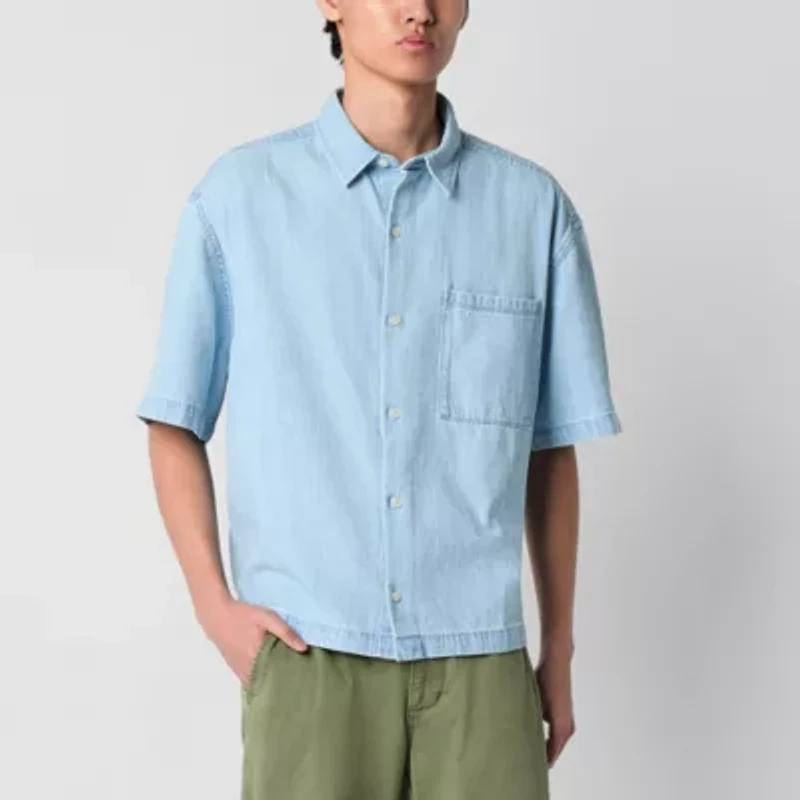 Arizona Mens Short Sleeve Relaxed Fit Button-Down Shirt