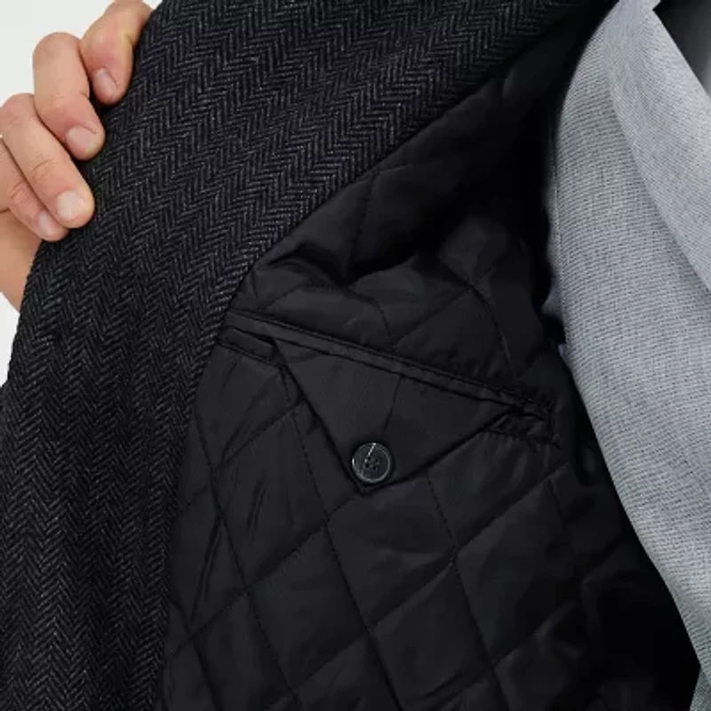 Haggar Brushed Herringbone Mens Midweight Topcoat Coat