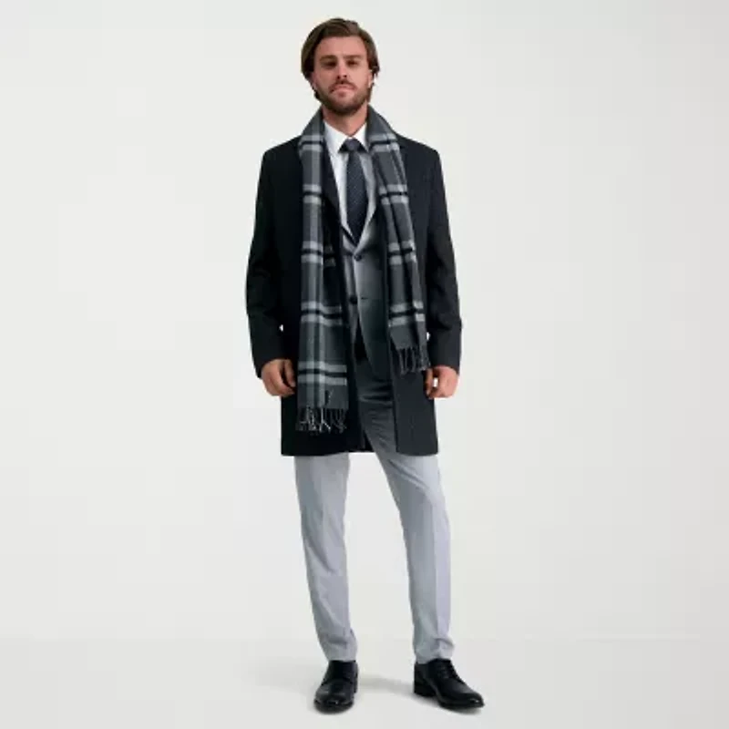 Haggar Brushed Herringbone Mens Midweight Topcoat Coat