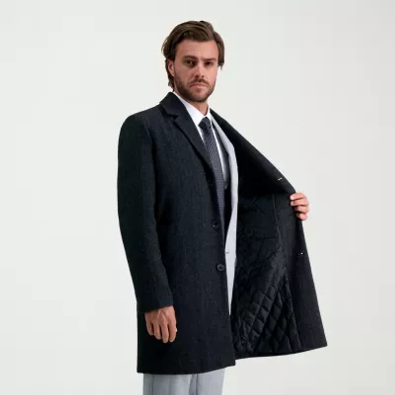 Haggar Brushed Herringbone Mens Midweight Topcoat Coat