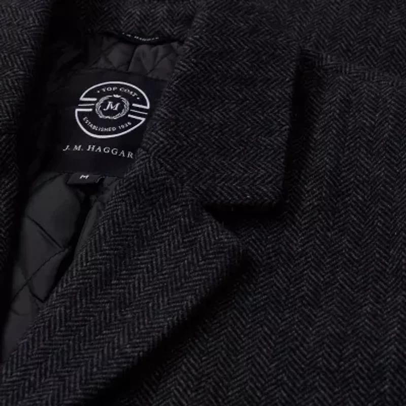Haggar Brushed Herringbone Mens Midweight Topcoat Coat