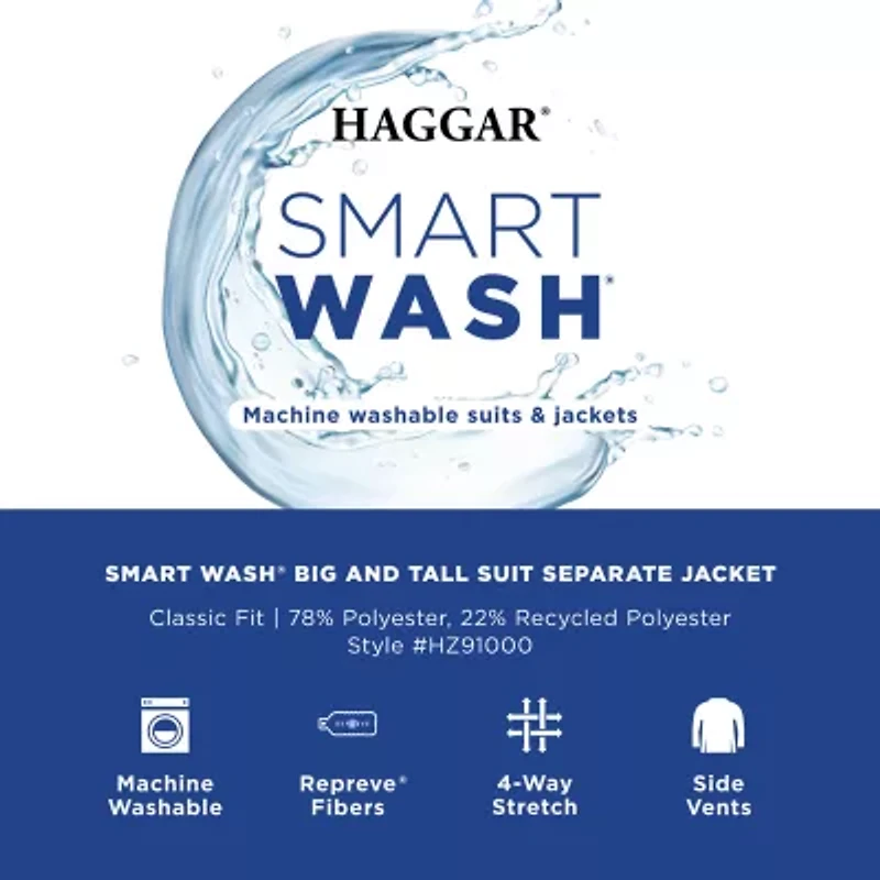 Haggar Smart Wash With Repreve Mens Classic Fit Big and Tall Suit Jacket