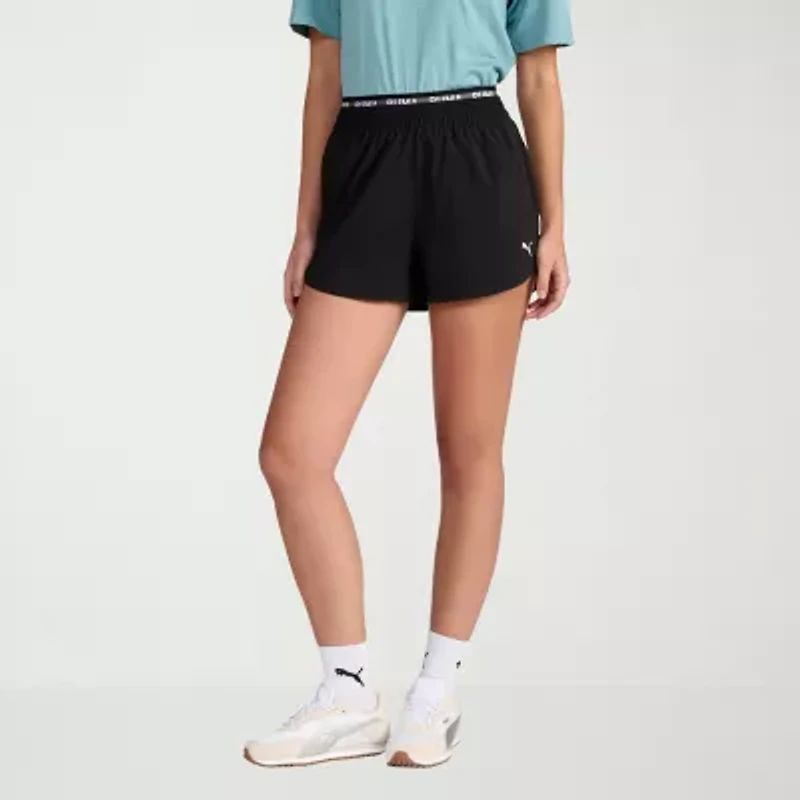 PUMA Womens Mid Rise Moisture Wicking Workout Shorts