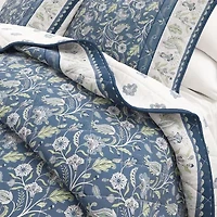 Linery Bordered Boho Floral Cotton Reversible Quilt Set