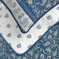 Linery Bordered Boho Floral Cotton Reversible Quilt Set