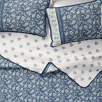 Linery Bordered Boho Floral Cotton Reversible Quilt Set