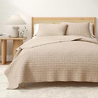 Linery Cotton Waffle Honeycomb Weave 3-pc. Quilt Set