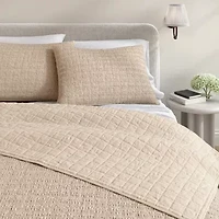 Linery Cotton Waffle Honeycomb Weave 3-pc. Quilt Set