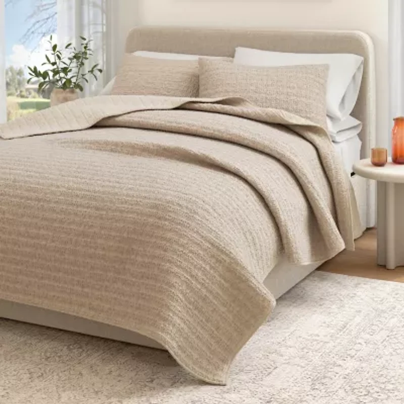 Linery Cotton Waffle Honeycomb Weave 3-pc. Quilt Set