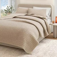 Linery Cotton Waffle Honeycomb Weave 3-pc. Quilt Set