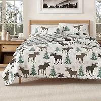 Linery Moose Trees Reversible Quilt Set