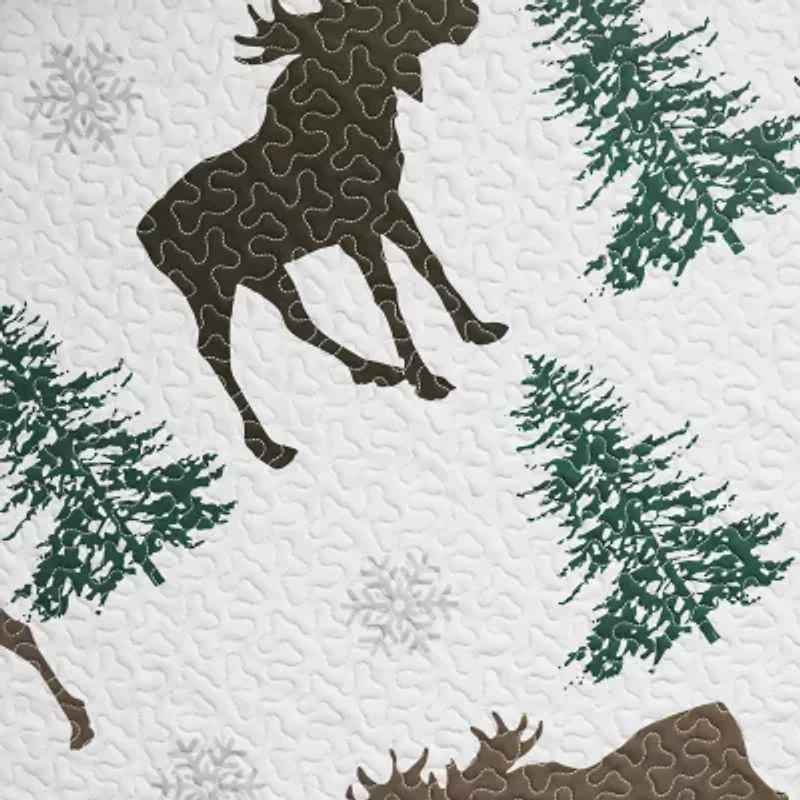 Linery Moose Trees Reversible Quilt Set