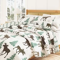 Linery Moose Trees Reversible Quilt Set