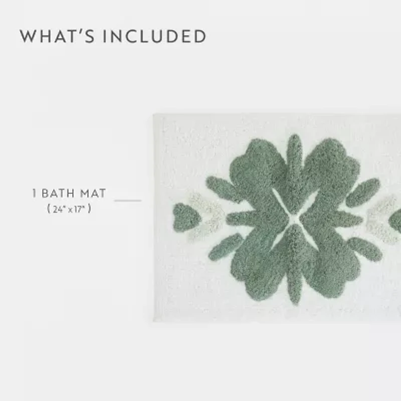 Casual Comfort Flower Pattern Cotton Bath Rug