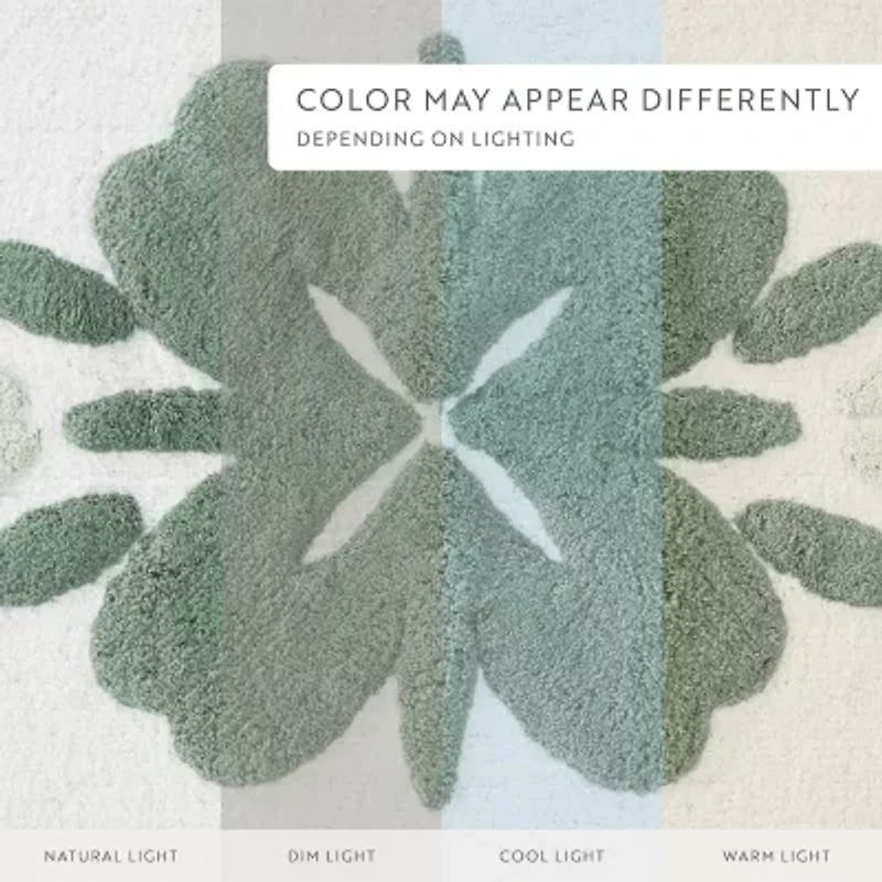 Casual Comfort Flower Pattern Cotton Bath Rug