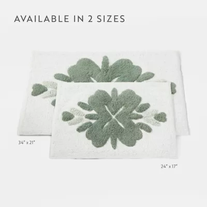 Casual Comfort Flower Pattern Cotton Bath Rug