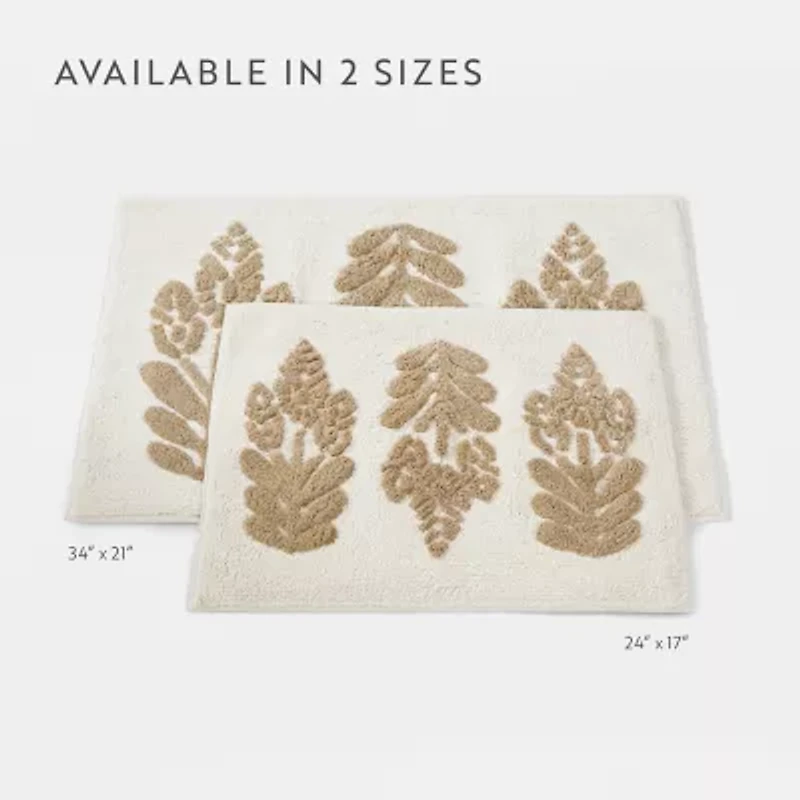 Casual Comfort Folk Leaves Pattern Cotton Bath Rug