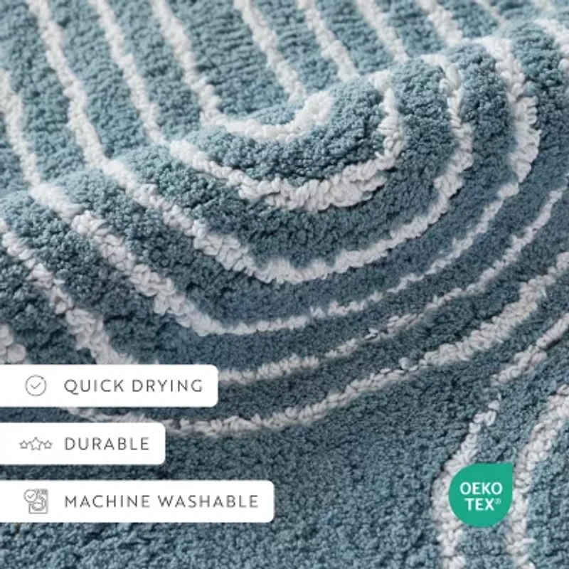 Casual Comfort Rainbow Pattern Cotton Bath Rug