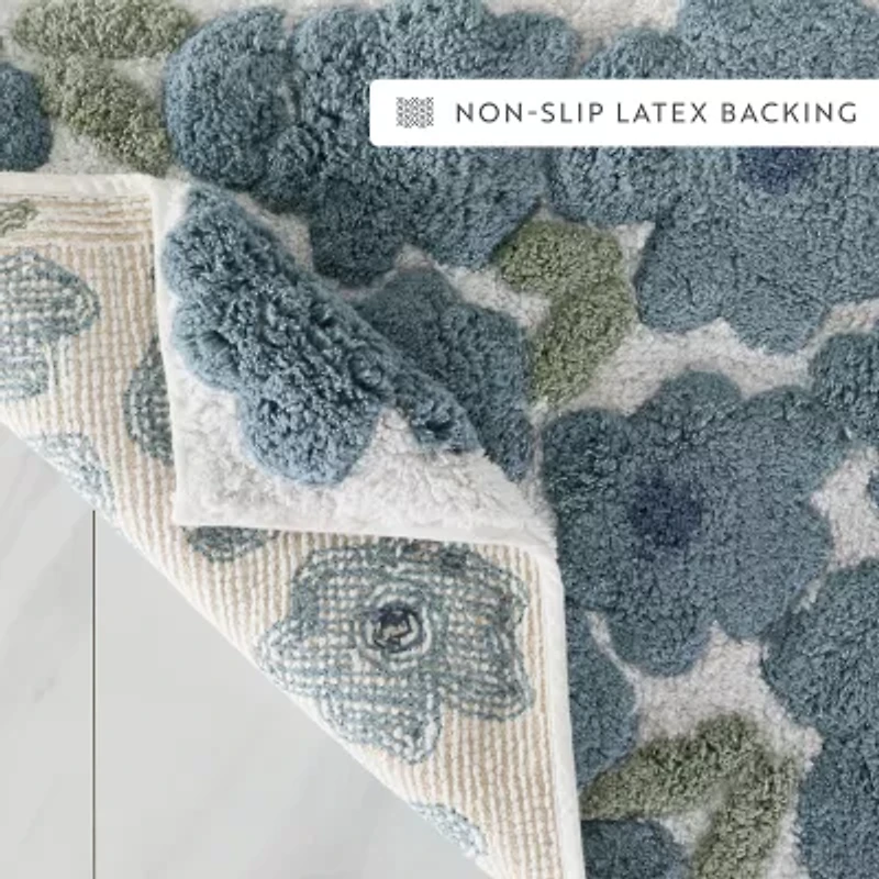 Casual Comfort Blossoms Pattern Cotton Bath Rug