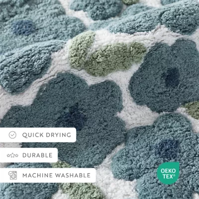 Casual Comfort Blossoms Pattern Cotton Bath Rug