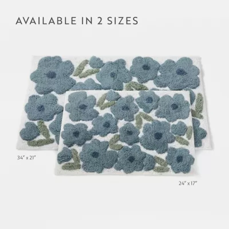 Casual Comfort Blossoms Pattern Cotton Bath Rug