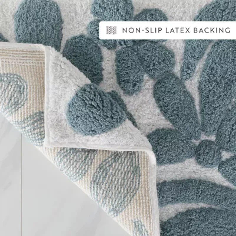 Casual Comfort Modern Floral Pattern Cotton Bath Rug