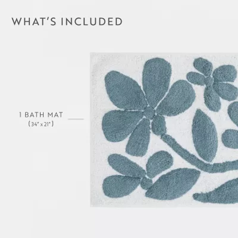 Casual Comfort Modern Floral Pattern Cotton Bath Rug