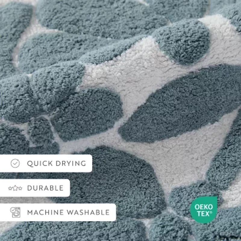 Casual Comfort Modern Floral Pattern Cotton Bath Rug