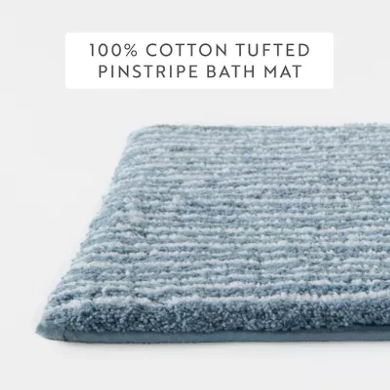 Casual Comfort Pinstripe Cotton Bath Rug