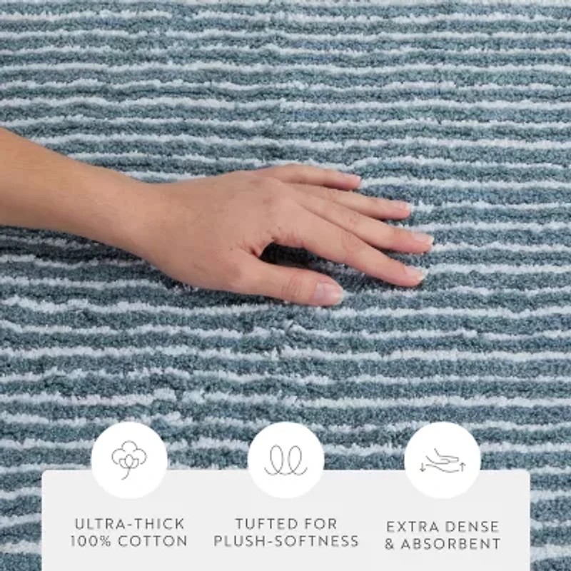 Casual Comfort Pinstripe Cotton Bath Rug