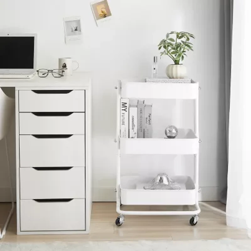 AEROPOSTALE 3 Tier Rolling White Utility Cart