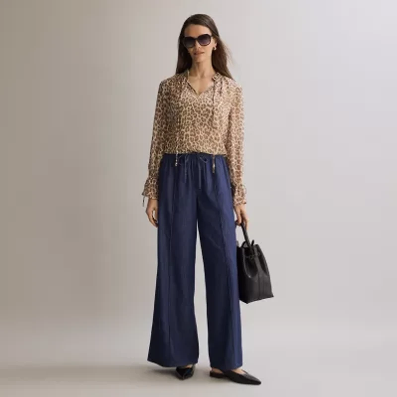 a.n.a Womens Mid Rise Wide Leg Jean