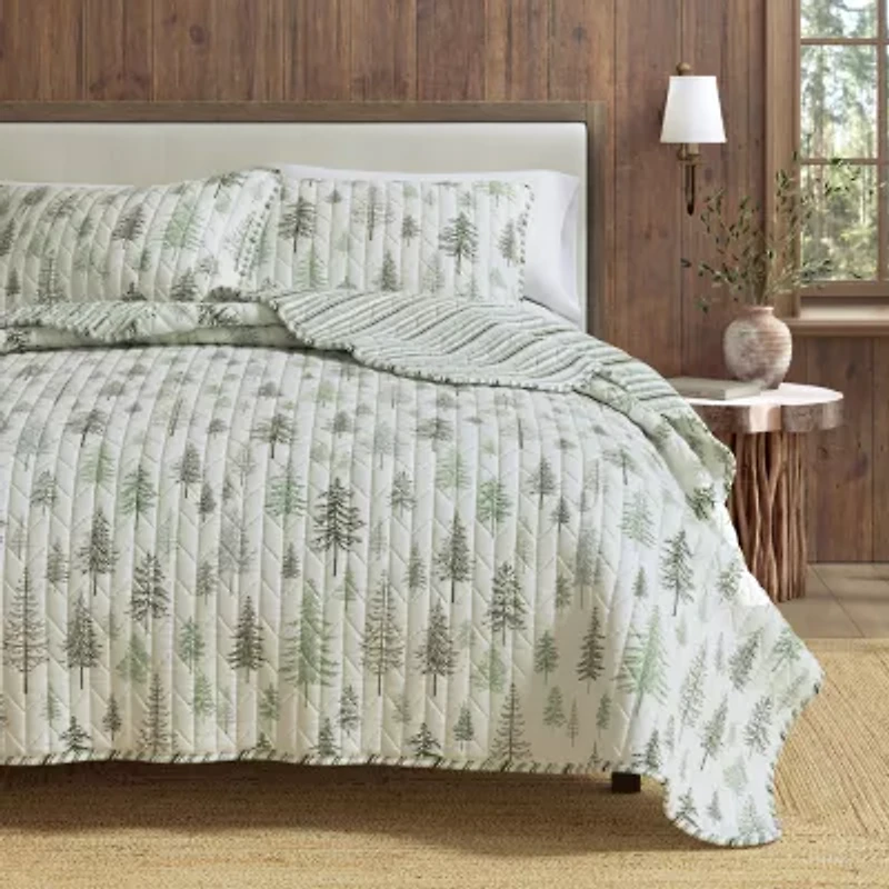 Linery Lodge Trees Reversible Quilt Set