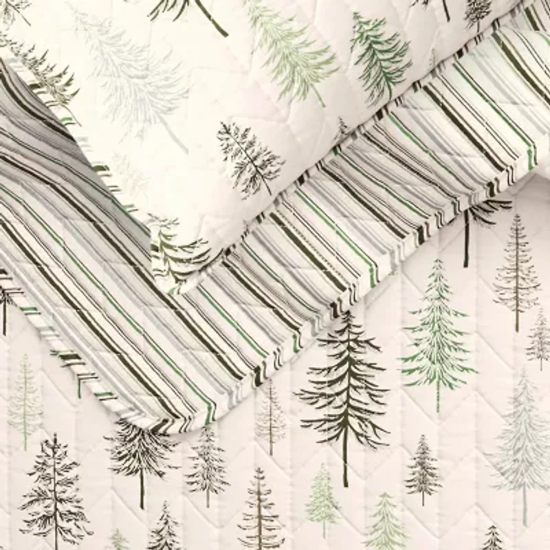 Linery Lodge Trees Reversible Quilt Set