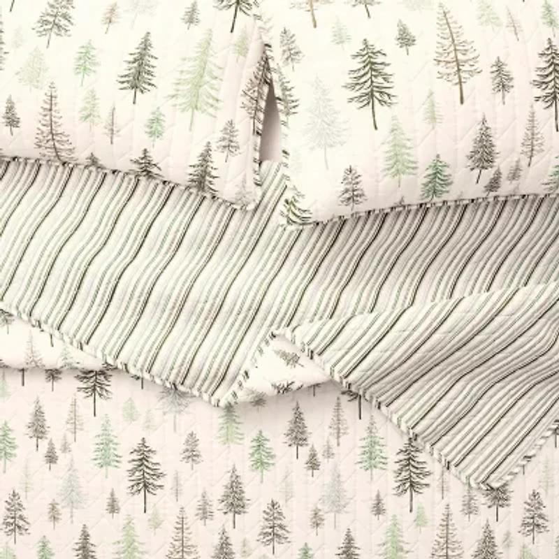 Linery Lodge Trees Reversible Quilt Set