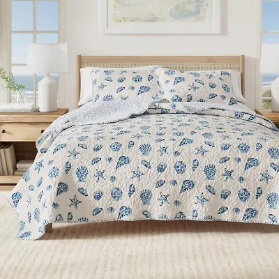 Linery Seashells Coastal Reversible Quilt Set