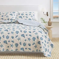 Linery Seashells Coastal Reversible Quilt Set