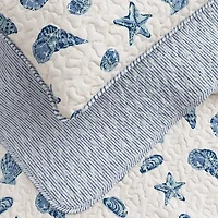 Linery Seashells Coastal Reversible Quilt Set