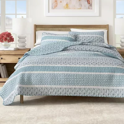 Linery Stripe Paisley Reversible Quilt Set