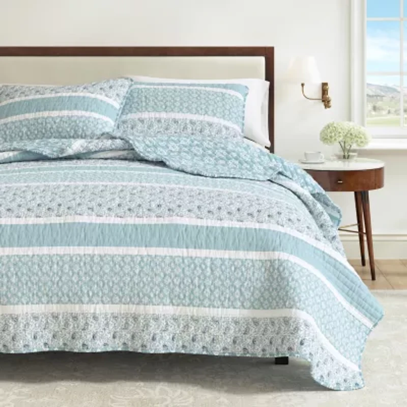 Linery Stripe Paisley Reversible Quilt Set