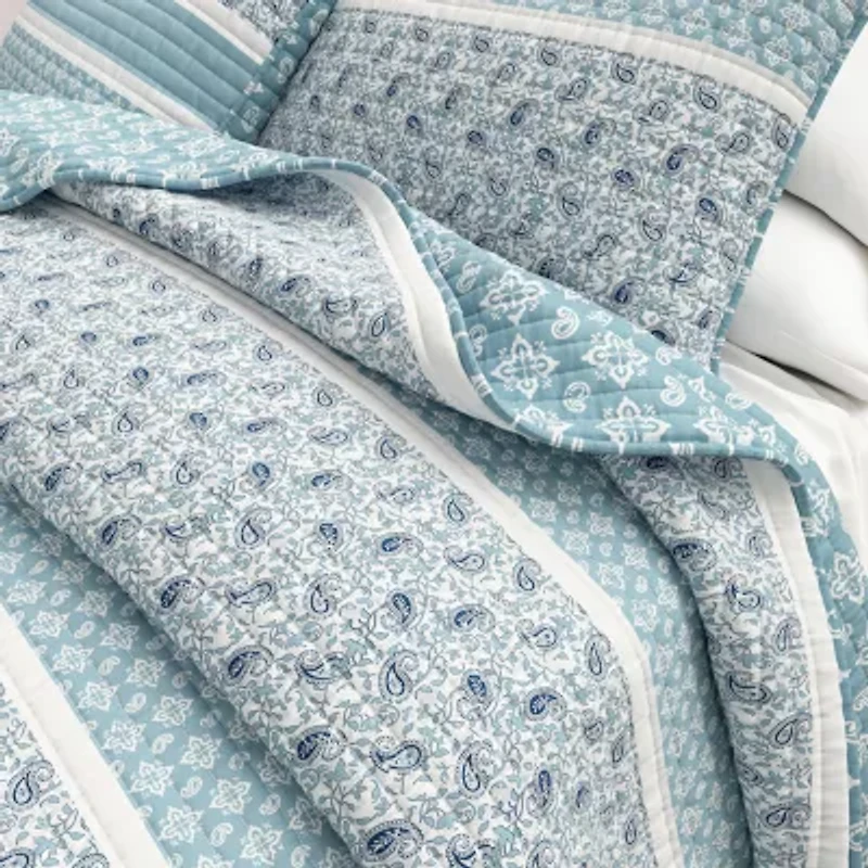 Linery Stripe Paisley Reversible Quilt Set