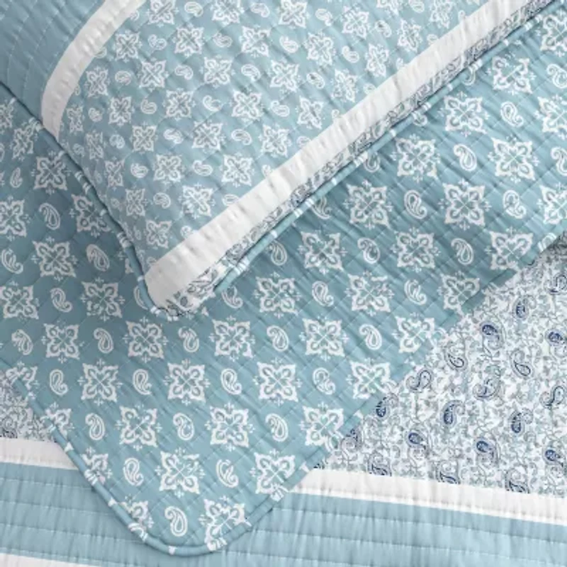 Linery Stripe Paisley Reversible Quilt Set