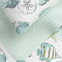 Linery Fish Coral Reversible Quilt Set