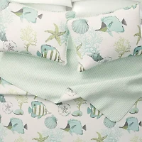 Linery Fish Coral Reversible Quilt Set
