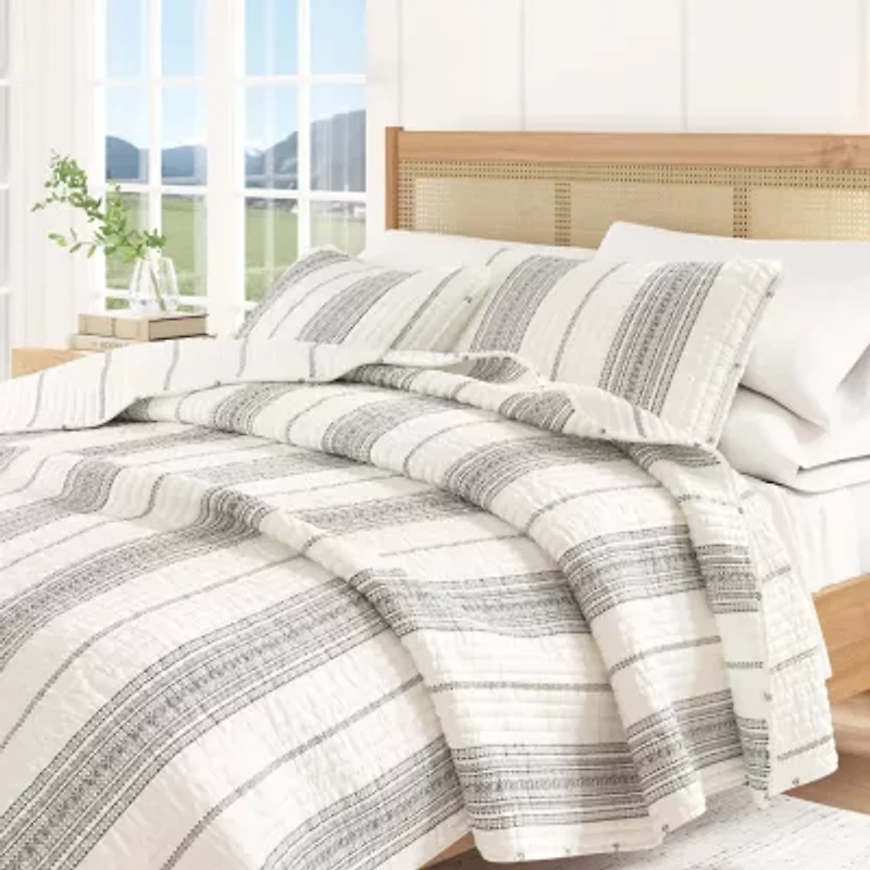 Linery Farmhouse Stripe Reversible Quilt Set