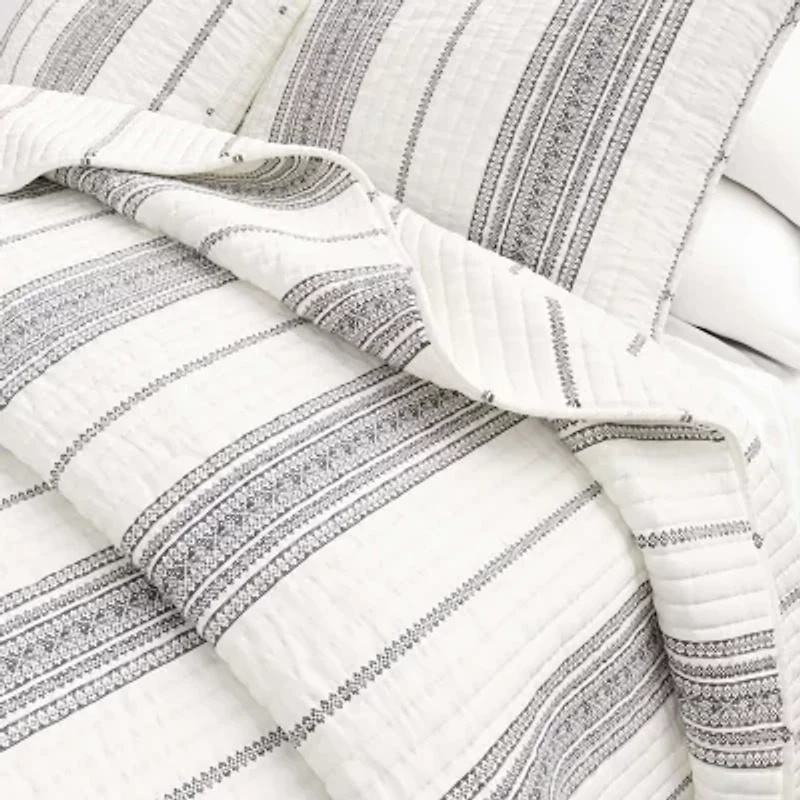 Linery Farmhouse Stripe Reversible Quilt Set
