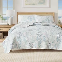 Linery Blue Coral Reversible Quilt Set