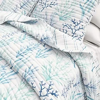 Linery Blue Coral Reversible Quilt Set