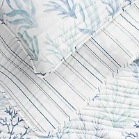 Linery Blue Coral Reversible Quilt Set